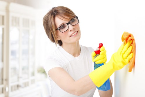 Professional carpet cleaner working in a Hammersmith home